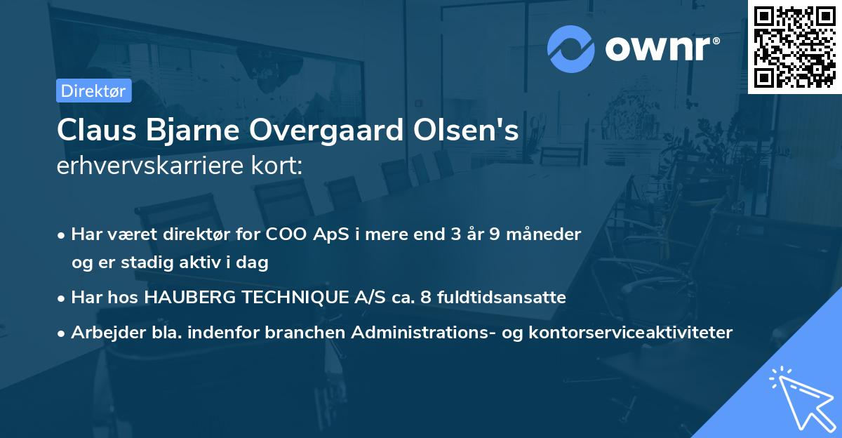 Claus Bjarne Overgaard Olsen's erhvervskarriere kort