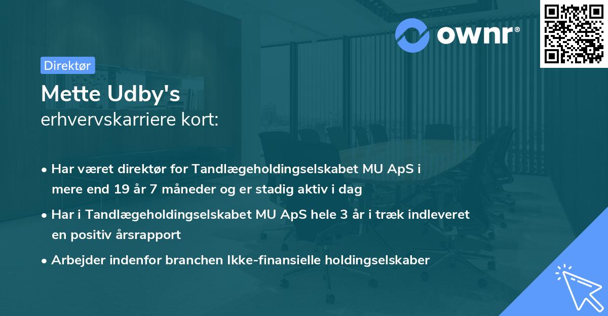 Mette Udby's erhvervskarriere kort