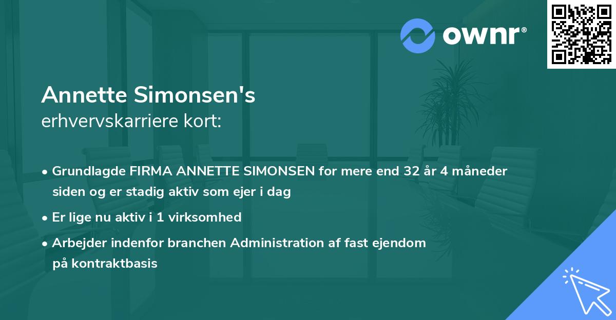 Annette Simonsen's erhvervskarriere kort