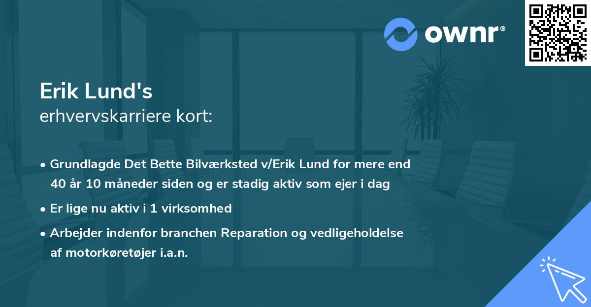 Erik Lund's erhvervskarriere kort