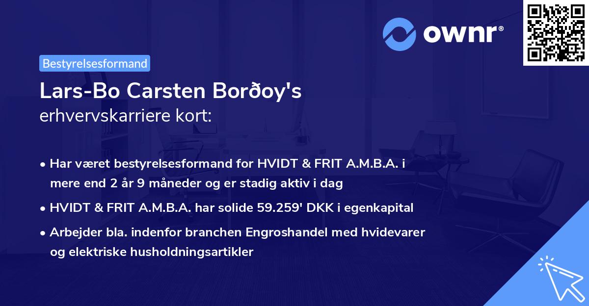 Lars-Bo Carsten Borðoy's erhvervskarriere kort