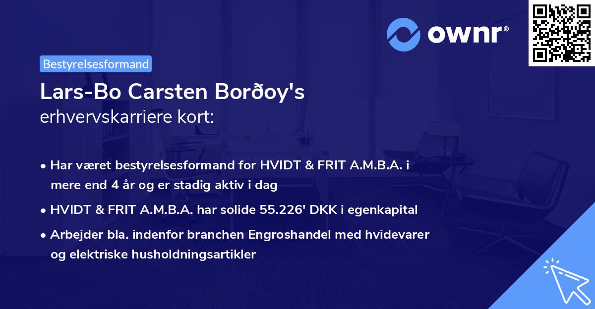 Lars-Bo Carsten Borðoy's erhvervskarriere kort