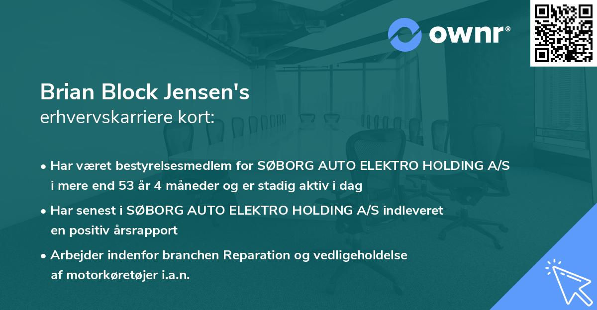 Brian Block Jensen's erhvervskarriere kort