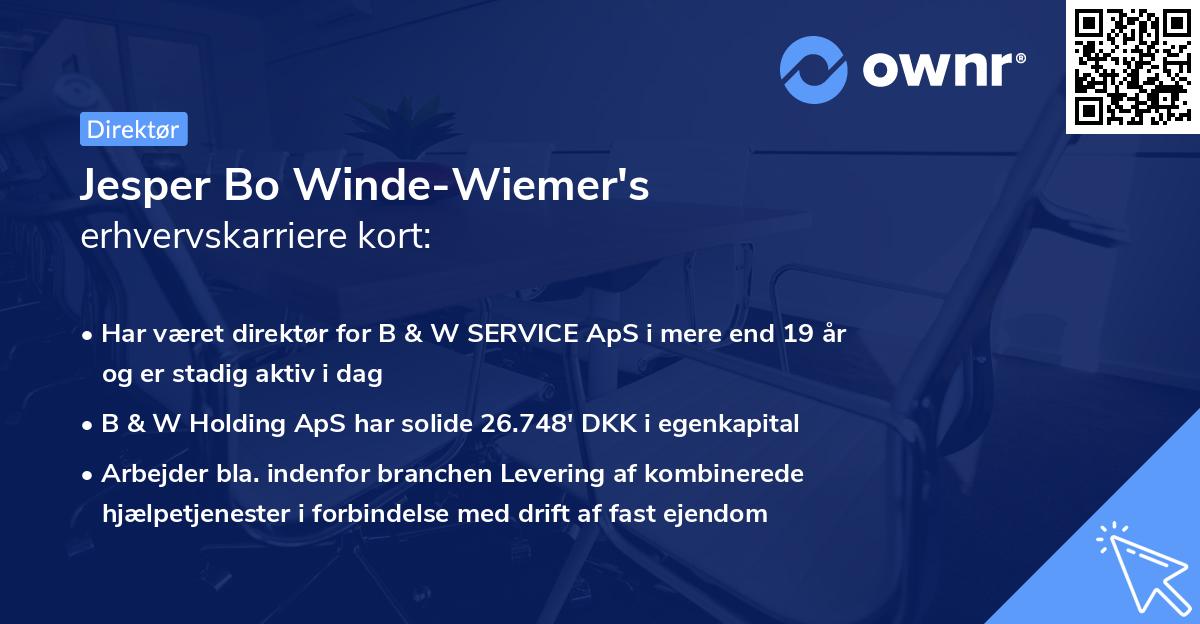 Jesper Bo Winde-Wiemer's erhvervskarriere kort