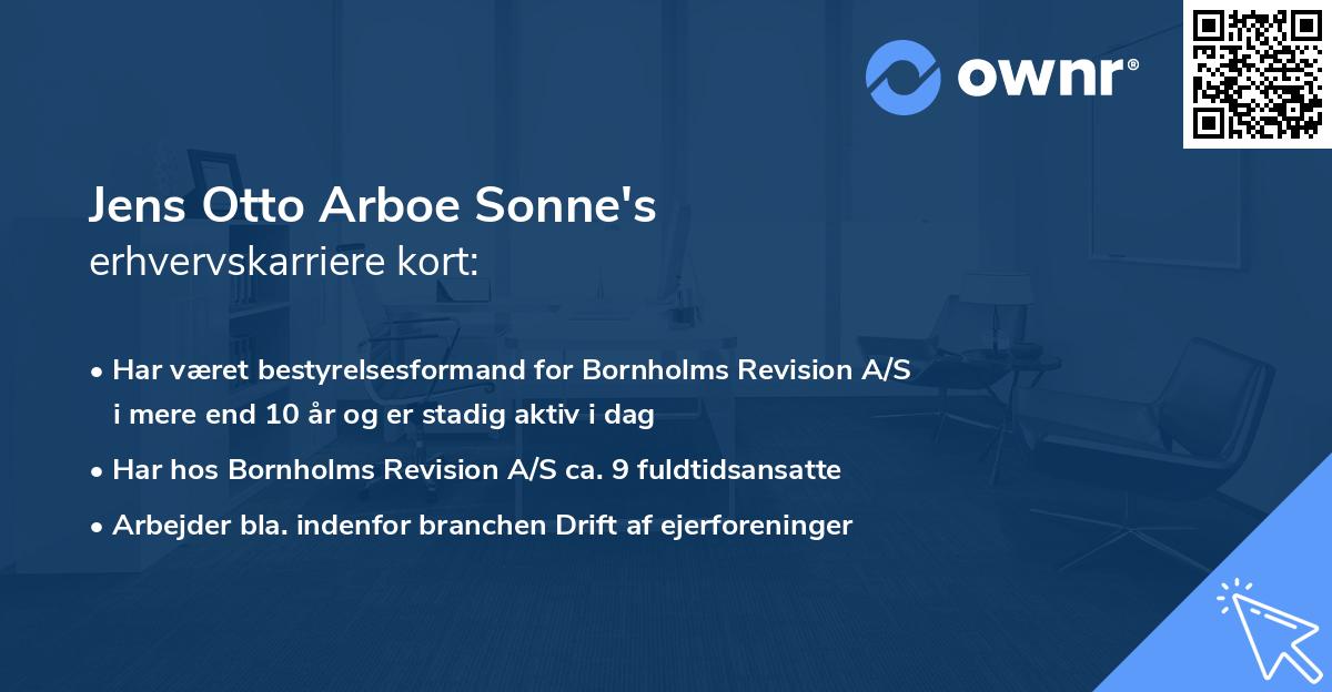 Jens Otto Arboe Sonne's erhvervskarriere kort