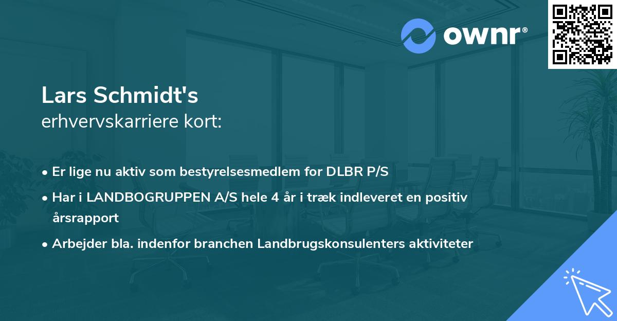 Lars Schmidt's erhvervskarriere kort