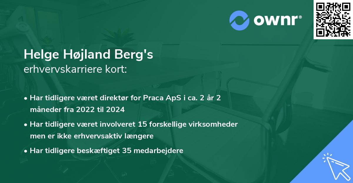 Helge Højland Berg's erhvervskarriere kort