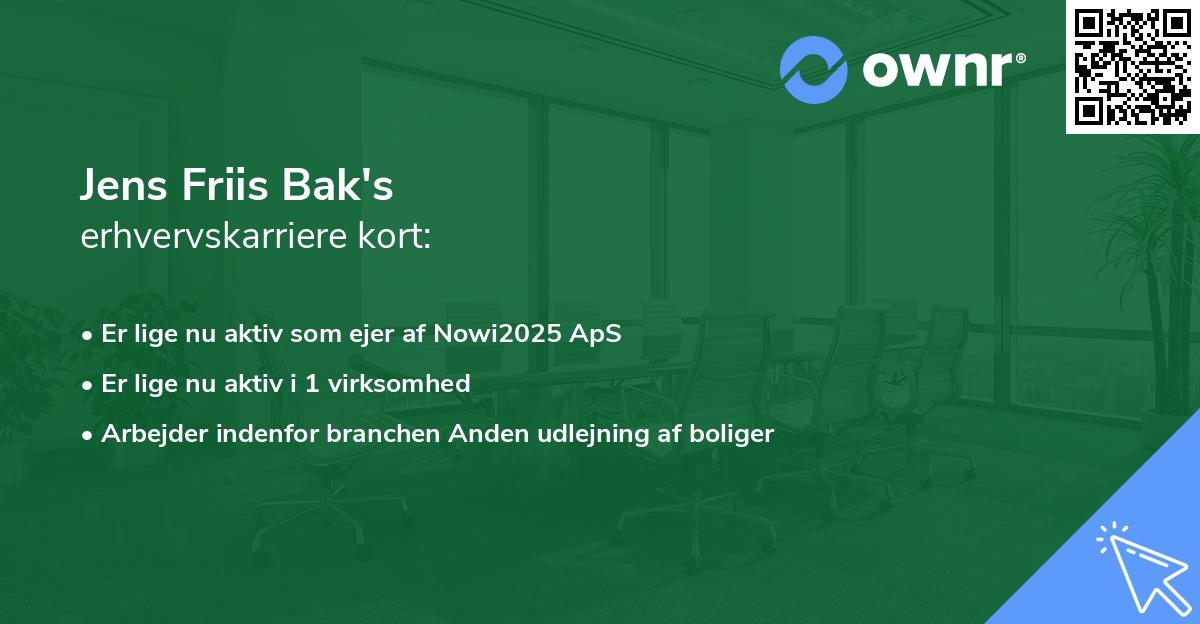 Jens Friis Bak's erhvervskarriere kort