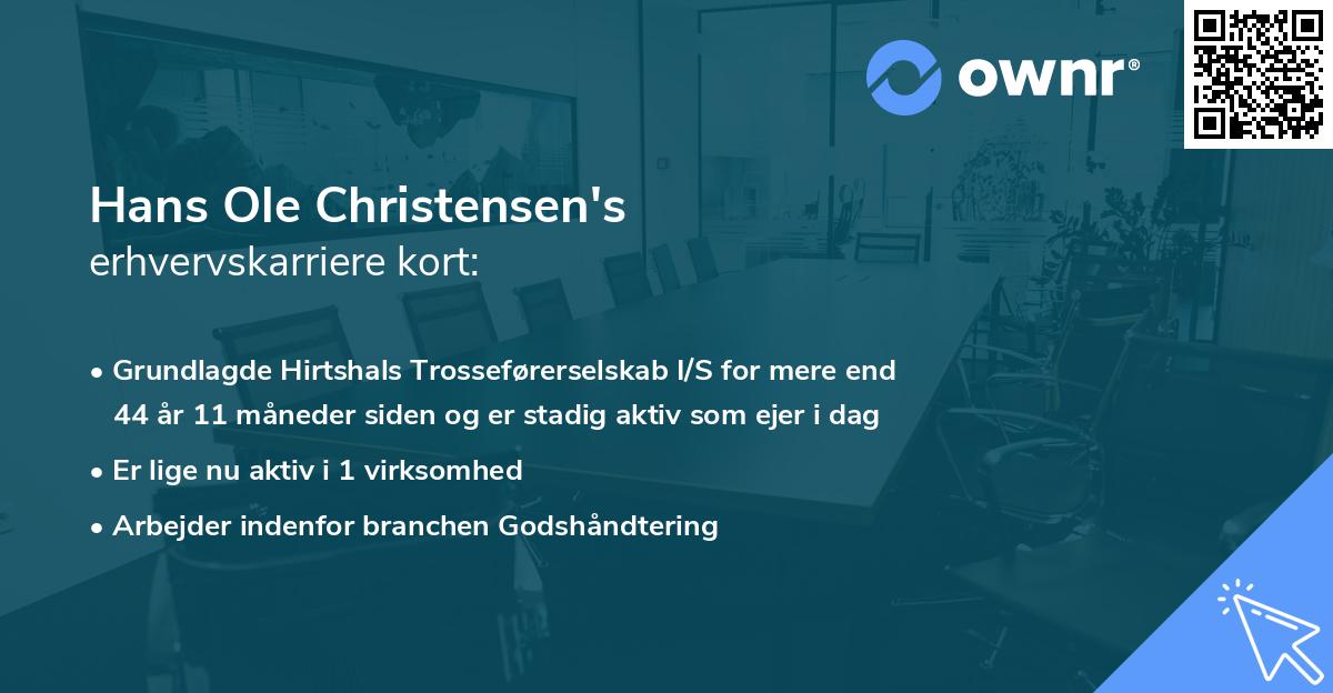 Hans Ole Christensen's erhvervskarriere kort