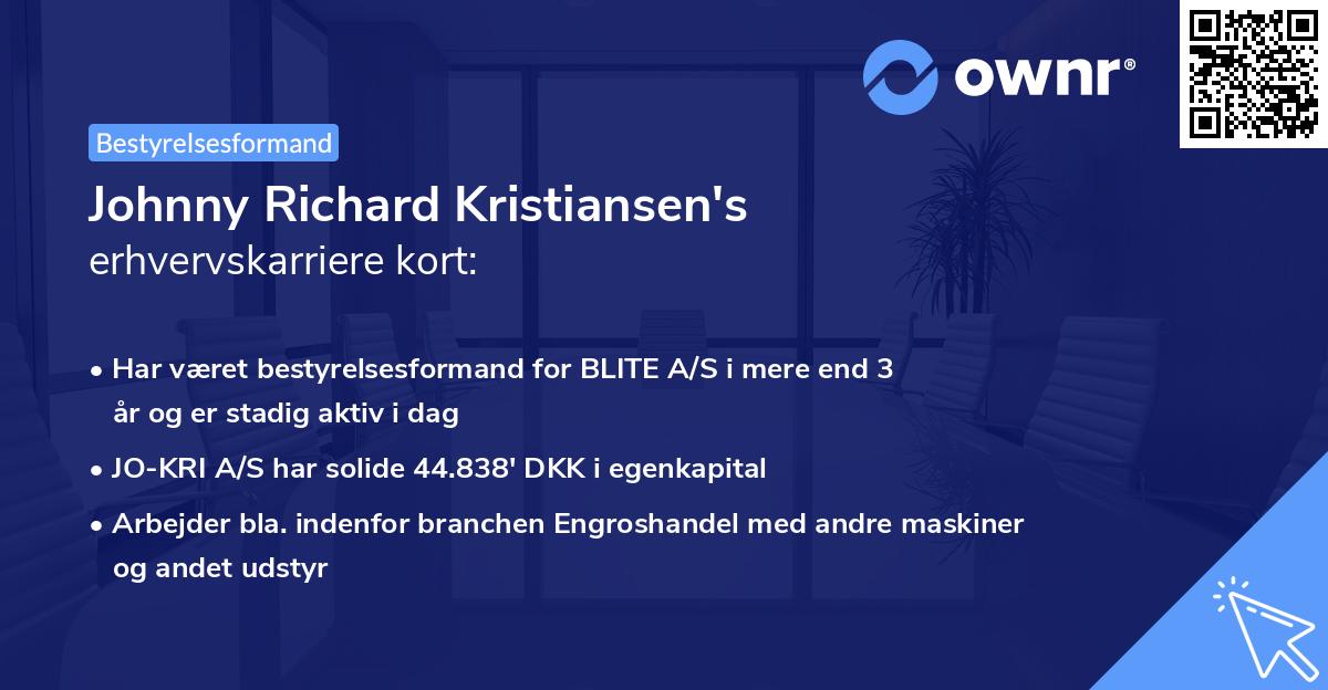 Johnny Richard Kristiansen's erhvervskarriere kort