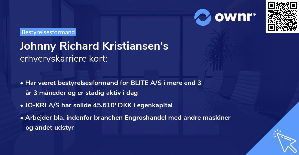 Johnny Richard Kristiansen's erhvervskarriere kort
