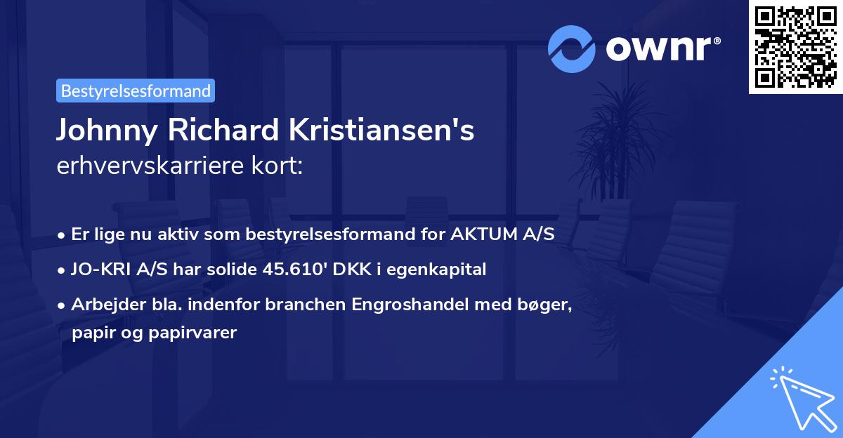 Johnny Richard Kristiansen's erhvervskarriere kort
