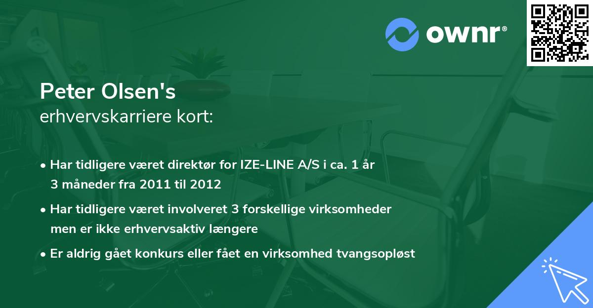 Peter Olsen's erhvervskarriere kort
