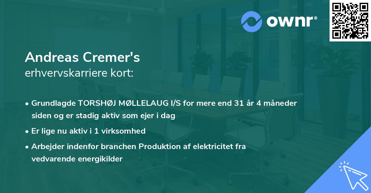 Andreas Cremer's erhvervskarriere kort