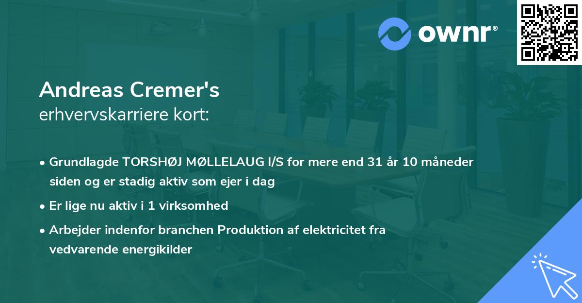 Andreas Cremer's erhvervskarriere kort