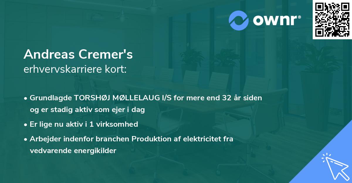 Andreas Cremer's erhvervskarriere kort