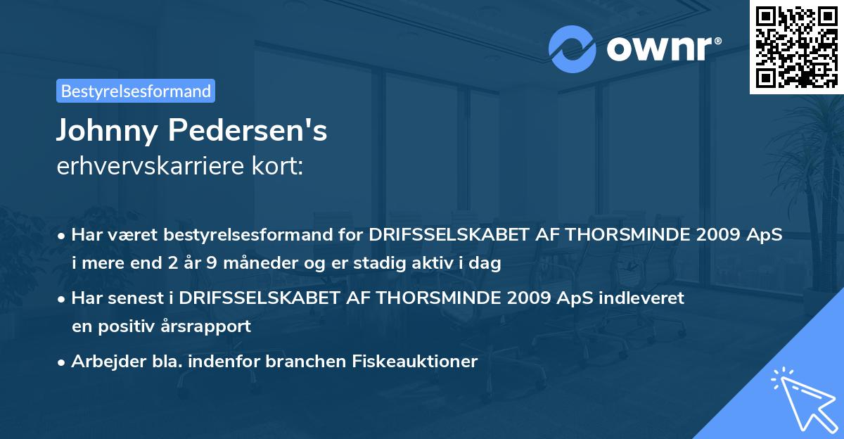 Johnny Pedersen's erhvervskarriere kort