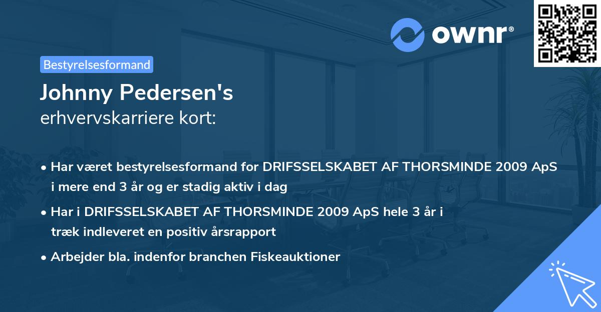 Johnny Pedersen's erhvervskarriere kort