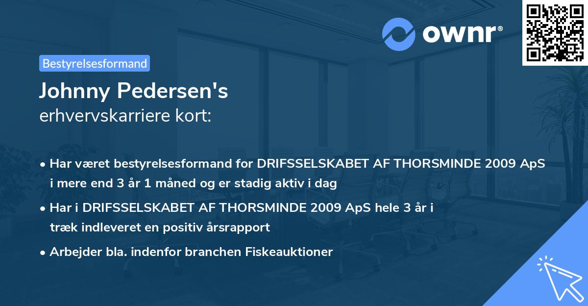 Johnny Pedersen's erhvervskarriere kort