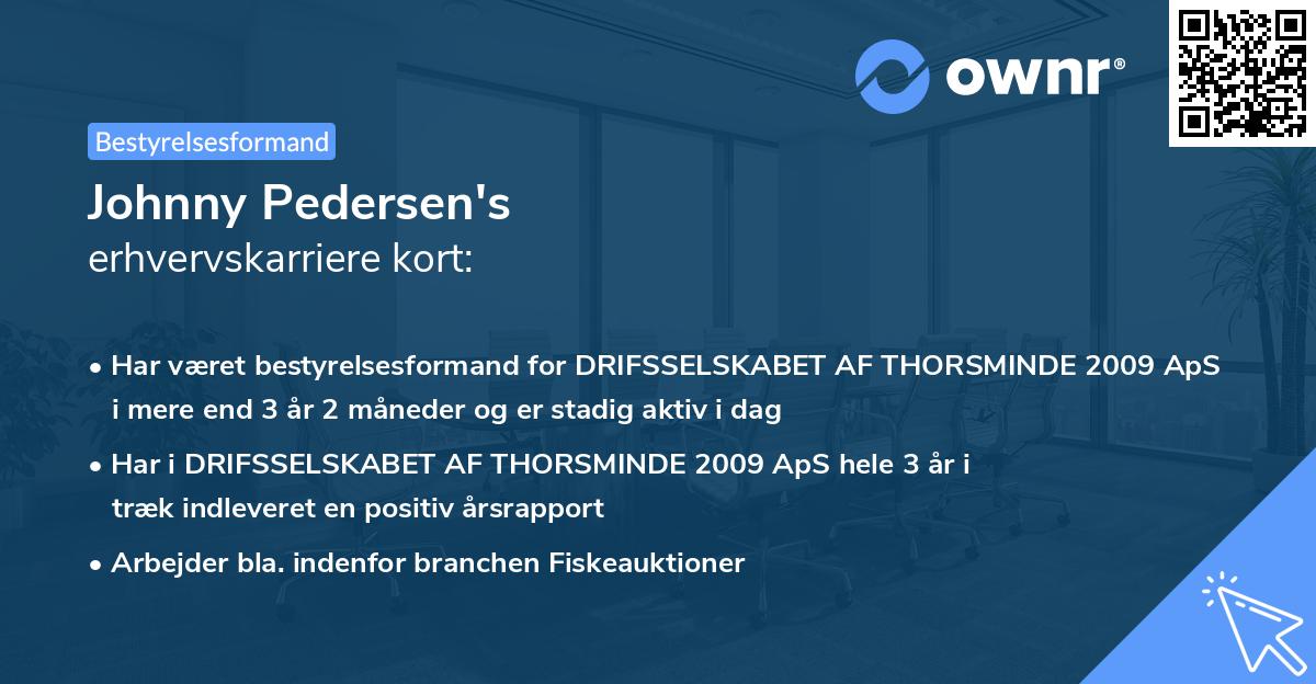 Johnny Pedersen's erhvervskarriere kort