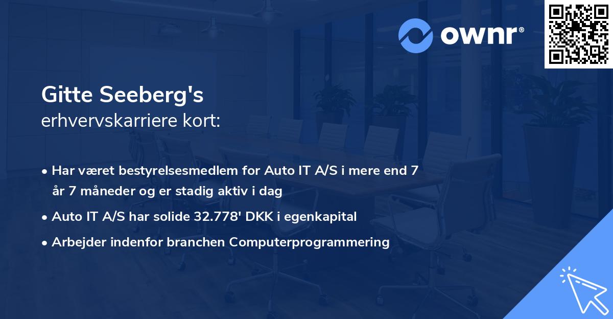 Gitte Seeberg's erhvervskarriere kort