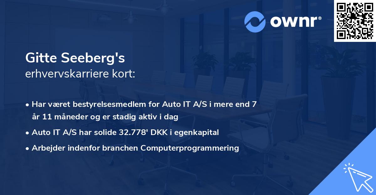 Gitte Seeberg's erhvervskarriere kort