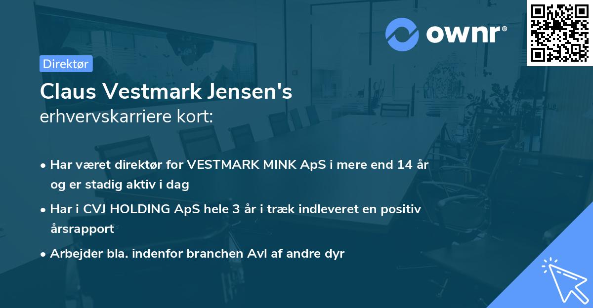 Claus Vestmark Jensen's erhvervskarriere kort