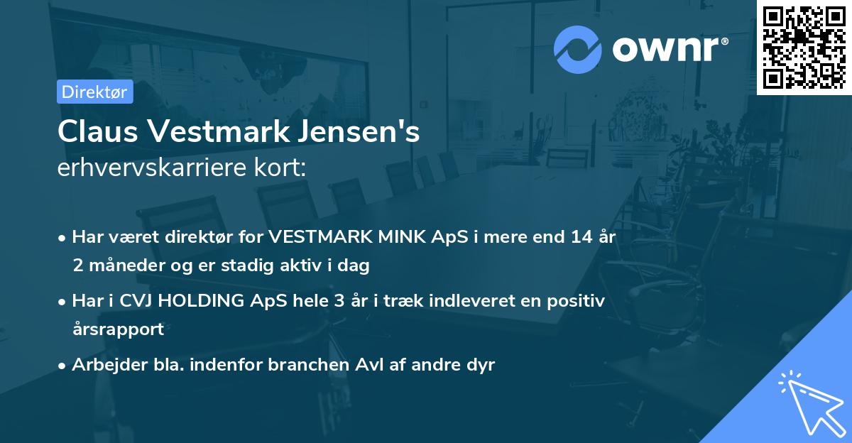 Claus Vestmark Jensen's erhvervskarriere kort
