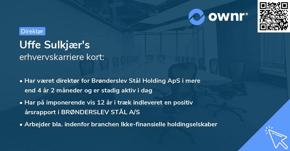 Uffe Sulkjær's erhvervskarriere kort