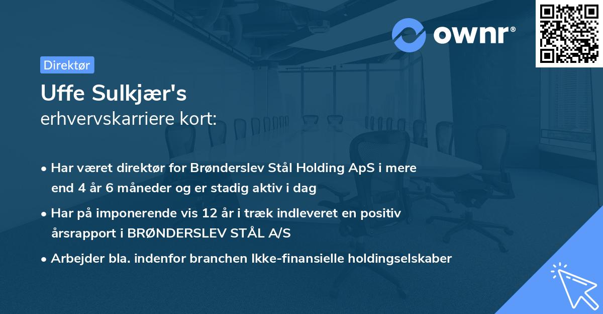 Uffe Sulkjær's erhvervskarriere kort