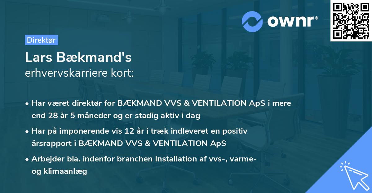 Lars Bækmand's erhvervskarriere kort