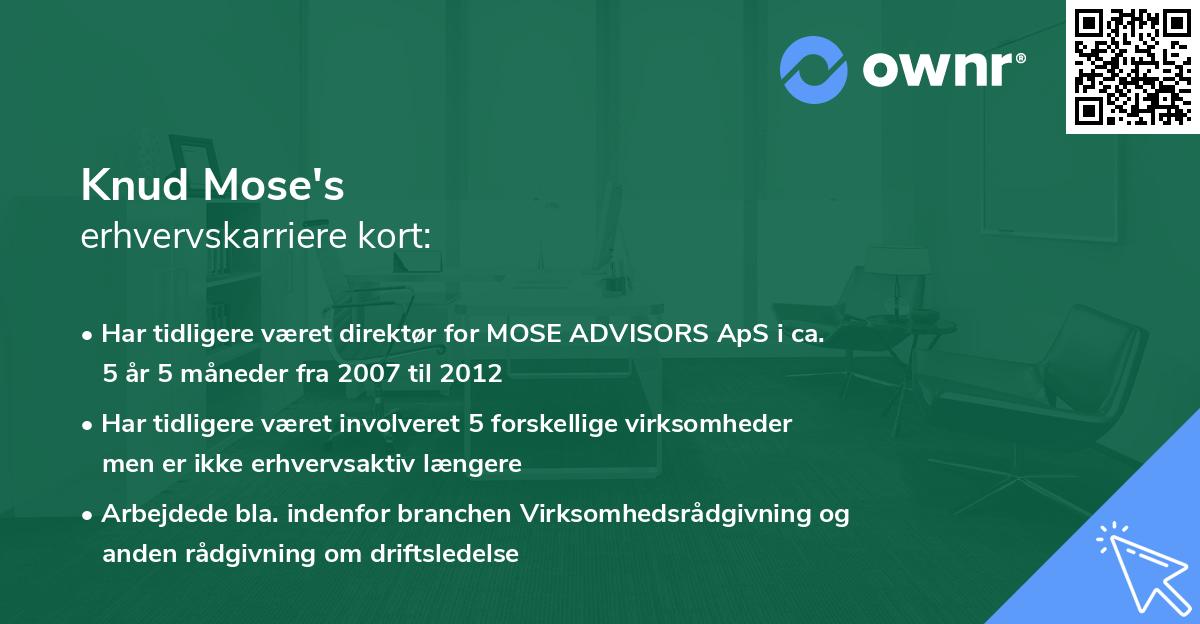 Knud Mose's erhvervskarriere kort
