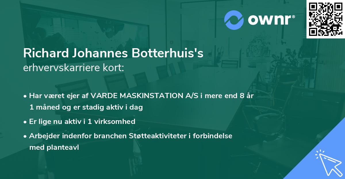 Richard Johannes Botterhuis's erhvervskarriere kort