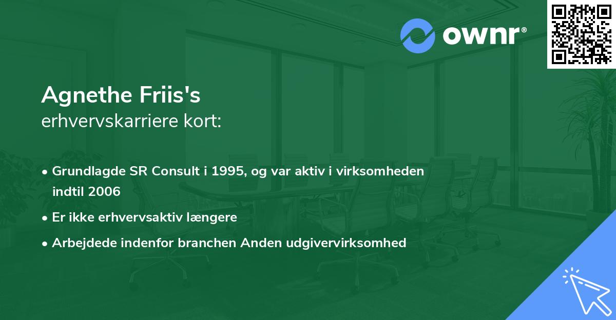 Agnethe Friis's erhvervskarriere kort