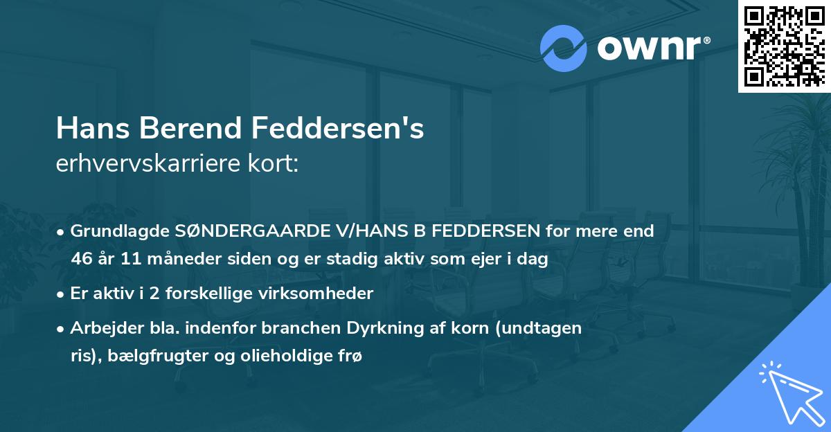 Hans Berend Feddersen's erhvervskarriere kort