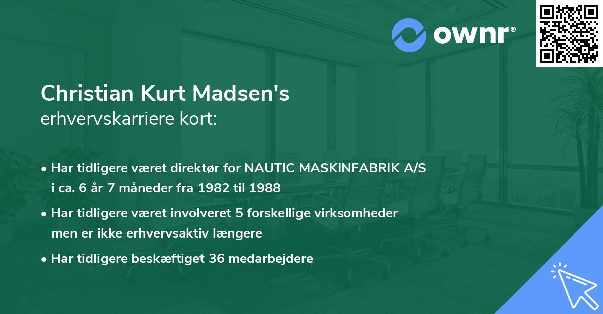 Christian Kurt Madsen's erhvervskarriere kort