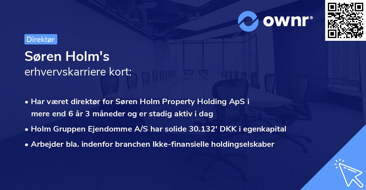 Søren Holm's erhvervskarriere kort