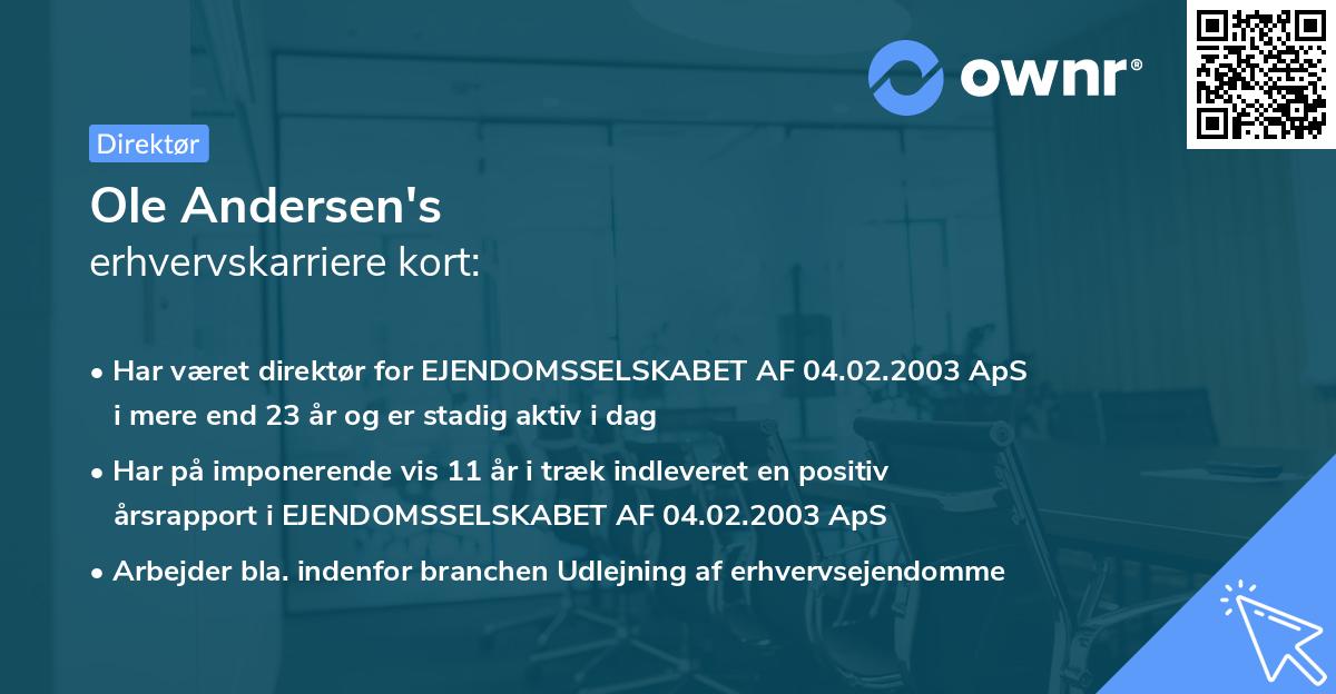 Ole Andersen's erhvervskarriere kort