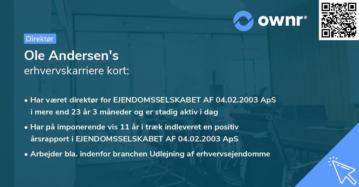 Ole Andersen's erhvervskarriere kort