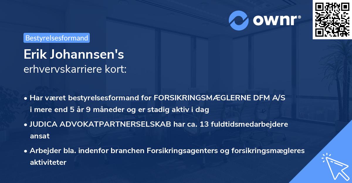 Erik Johannsen's erhvervskarriere kort