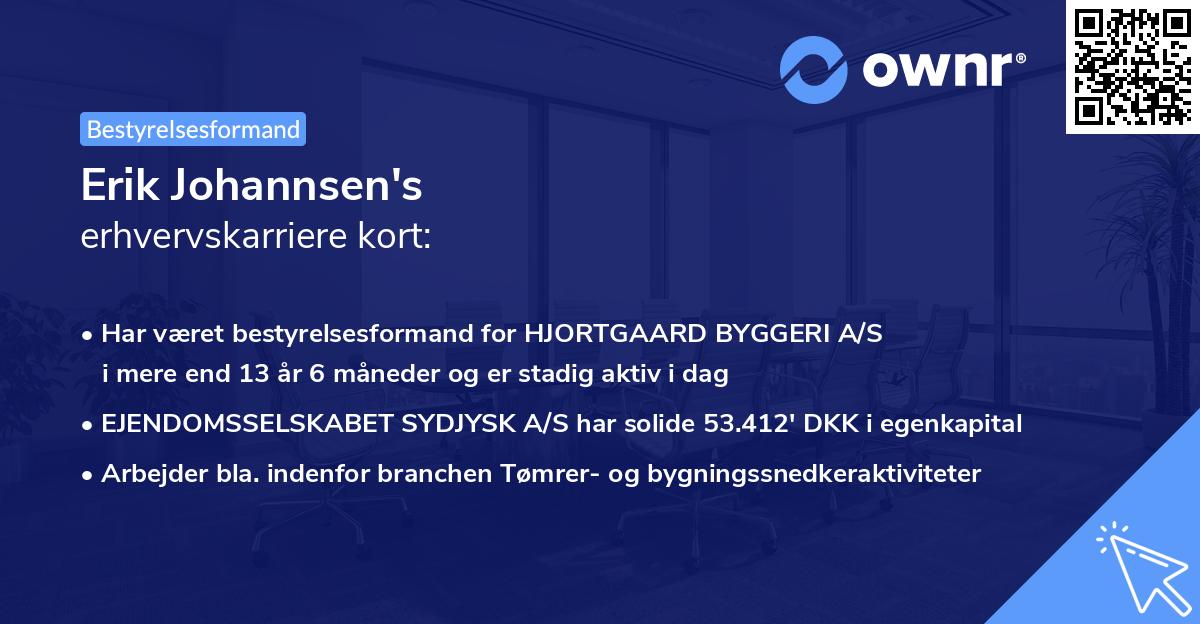Erik Johannsen's erhvervskarriere kort