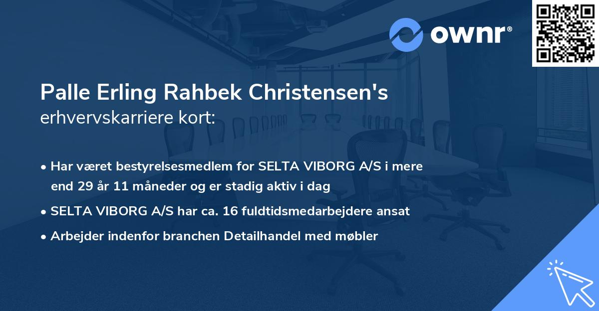 Palle Erling Rahbek Christensen's erhvervskarriere kort