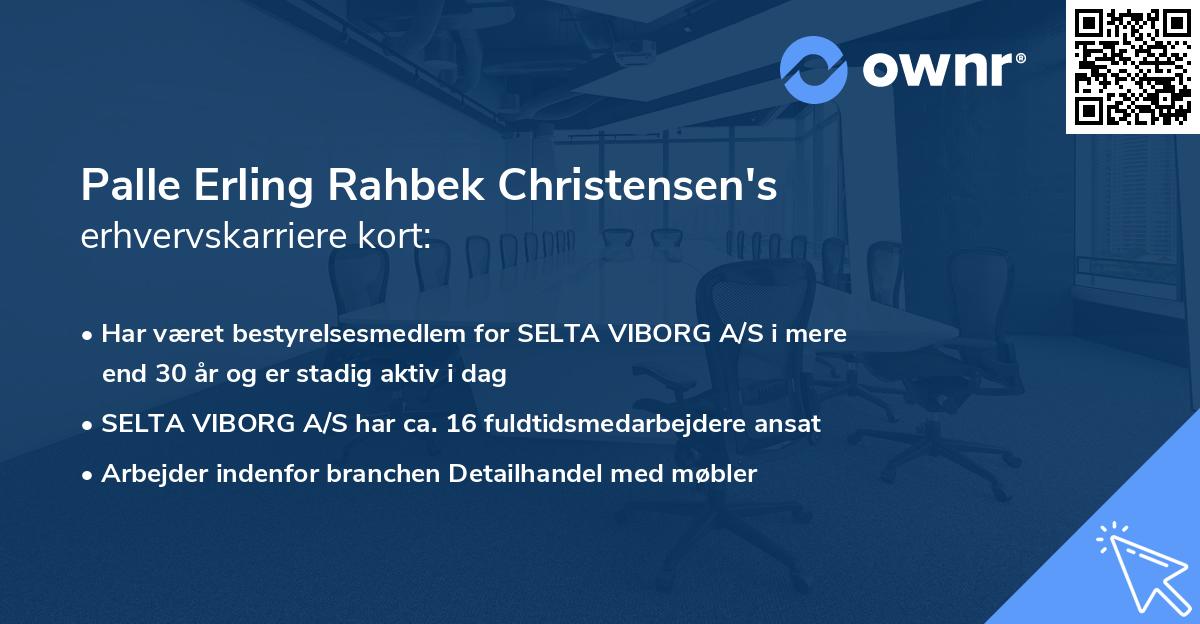 Palle Erling Rahbek Christensen's erhvervskarriere kort