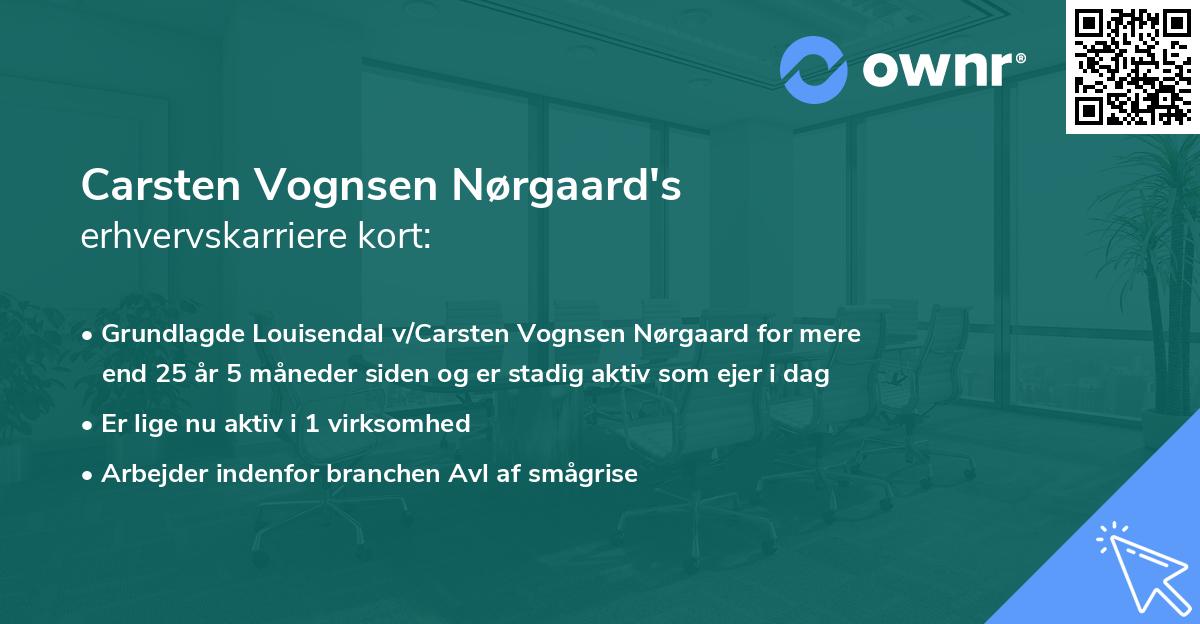 Carsten Vognsen Nørgaard's erhvervskarriere kort