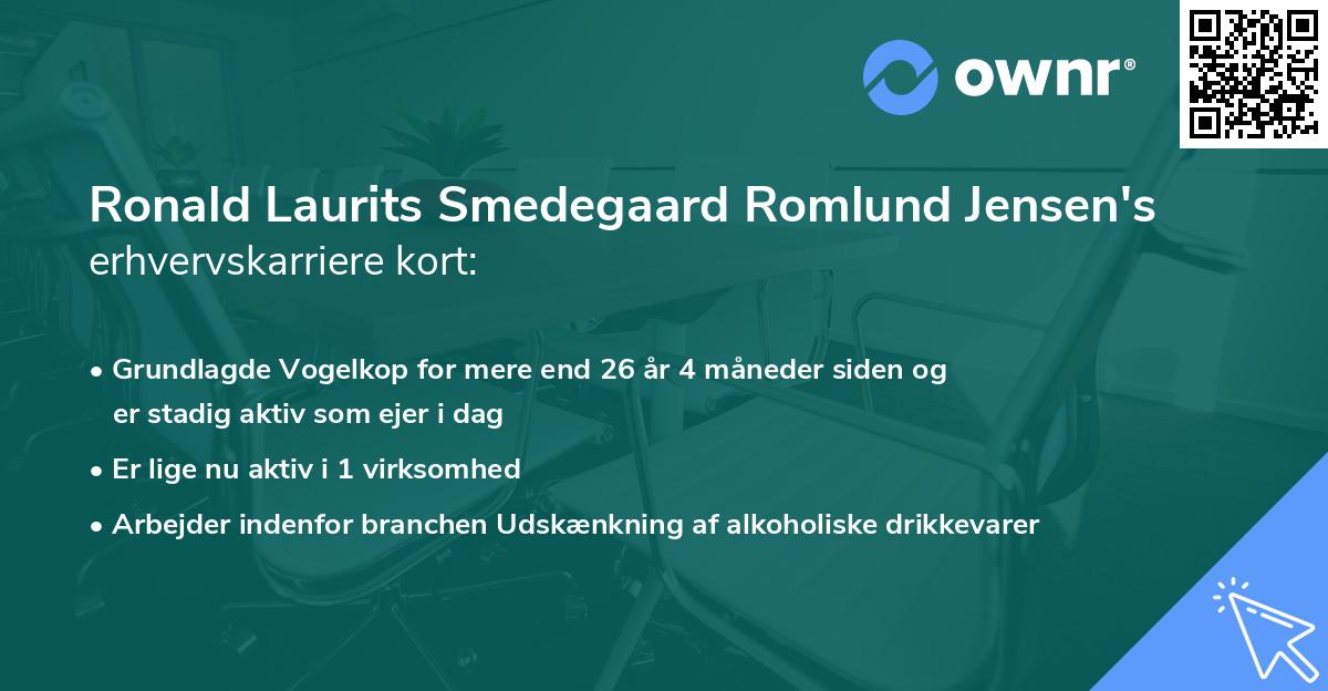 Ronald Laurits Smedegaard Romlund Jensen's erhvervskarriere kort