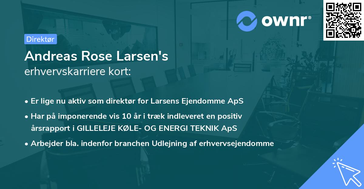 Andreas Rose Larsen's erhvervskarriere kort