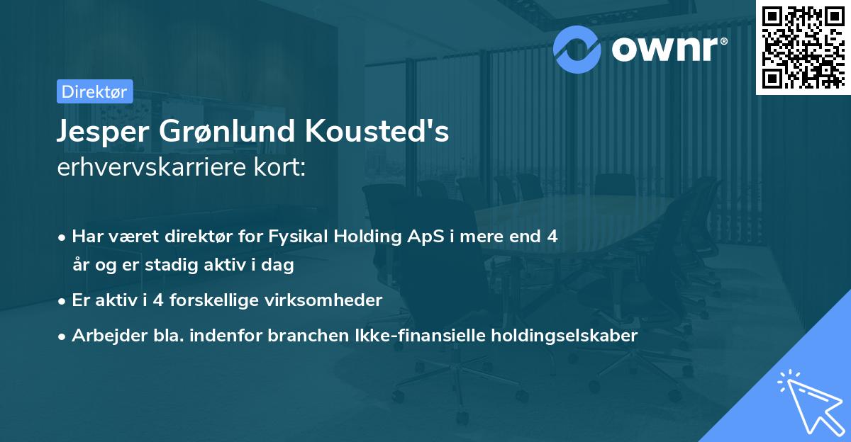 Jesper Grønlund Kousted's erhvervskarriere kort