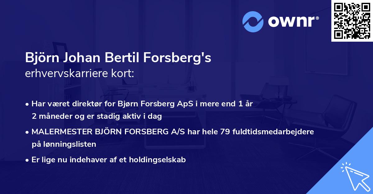 Björn Johan Bertil Forsberg's erhvervskarriere kort