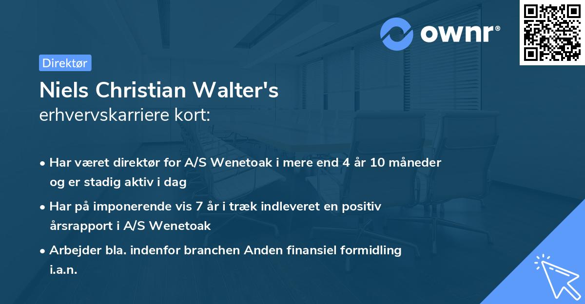 Niels Christian Walter's erhvervskarriere kort