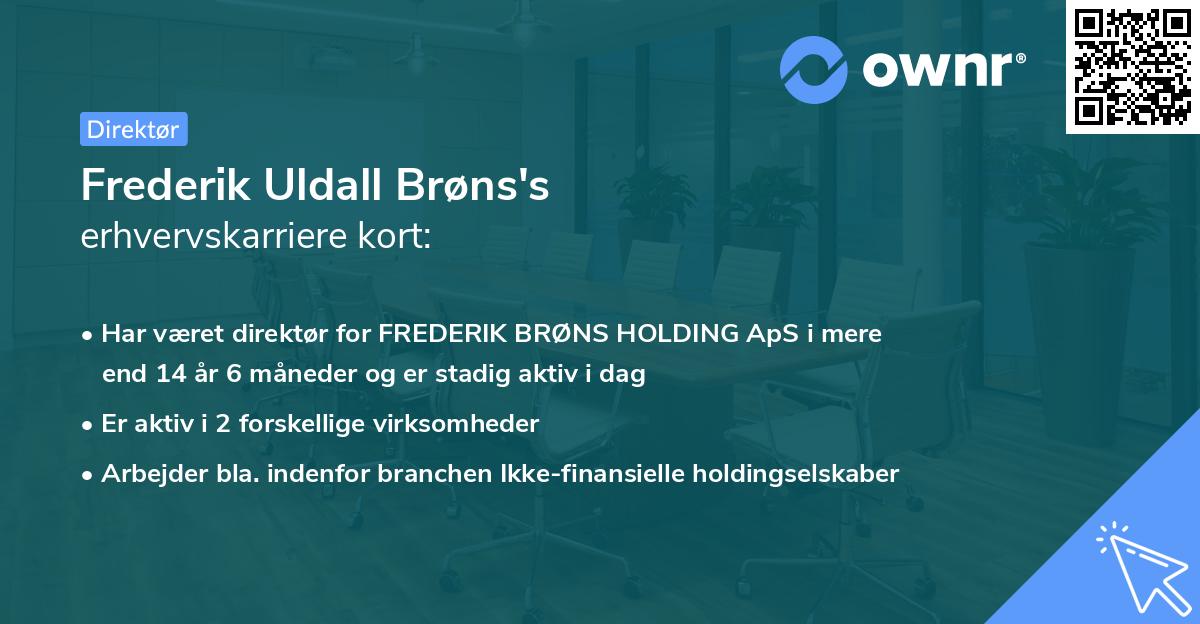 Frederik Uldall Brøns's erhvervskarriere kort